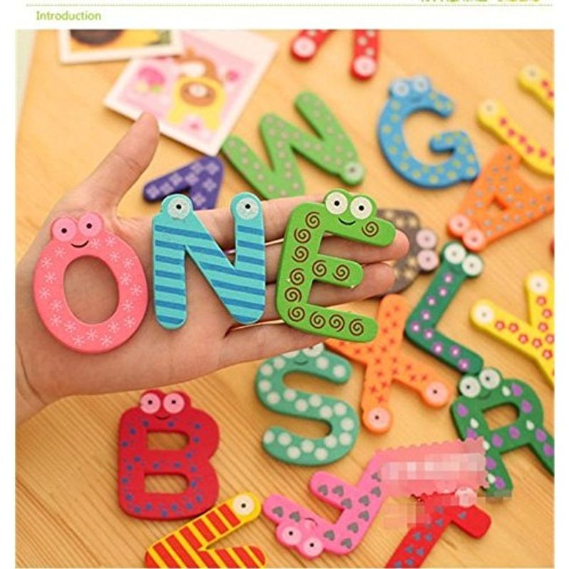 Jucarii, Copii si Bebe - Jucarii si jocuri - Jucarii & jocuri educative - Jocuri si jucarii educative - Set 26 magneti de frigider pentru copii, flippy, model alfabet a-z, figurine amuzante, din lemn, multicolor - Infinity.ro