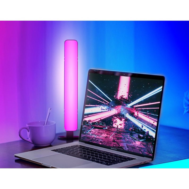 Casa si Gradina - Corpuri si surse de iluminat - Veioze si lampi - Veioze - Lampa de Birou, Flippy, RGB Colorat, 14 LED, Putere 5V, Telecomanda cu 24 de Taste, Cablu USB, Negru, 25.5x4x3.5cm - Infinity.ro