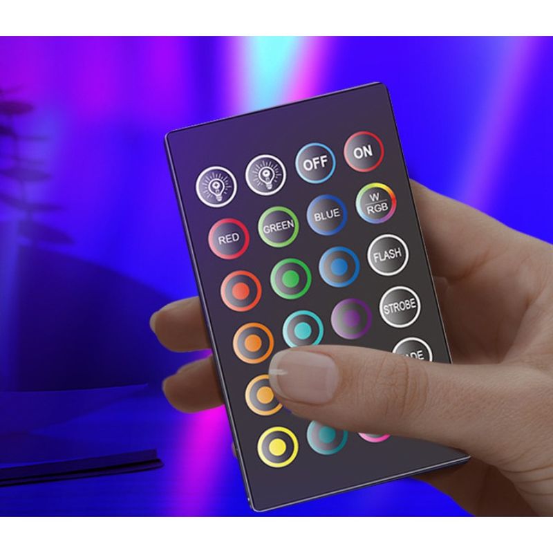 Casa si Gradina - Corpuri si surse de iluminat - Veioze si lampi - Veioze - Lampa de Birou, Flippy, RGB Colorat, 14 LED, Putere 5V, Telecomanda cu 24 de Taste, Cablu USB, Negru, 25.5x4x3.5cm - Infinity.ro