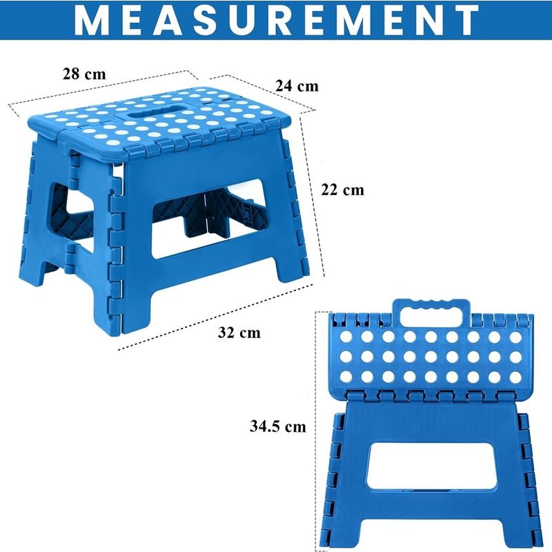Casa si Gradina - Mobilier - Scaune si fotolii - Tabureti - Scaun tip taburet pliabil, 28 x 24 x 22 cm, albastru cu buline albe, Vivo TK0136 - Infinity.ro