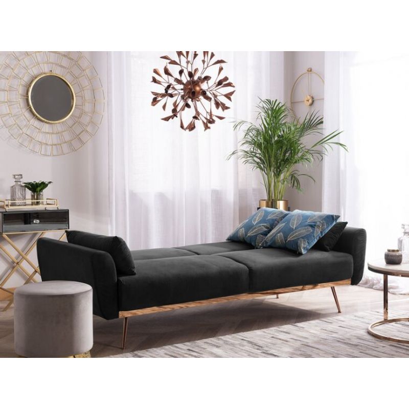 Casa si Gradina - Mobilier - Canapele si coltare - Canapele - Canapea Amadeo 211x83x85 cm Rabatabila Catifea Negru - Infinity.ro