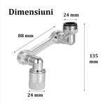 Casa si Gradina - Sanitare - Instalatii hidro - Robineti - Extense rotativa robinet cu aerator GIDA-CRIsGC242, cu 3 articulatii, s accesrii de montare - Infinity.ro