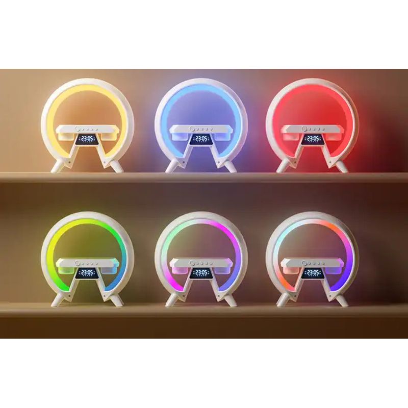 Casa si Gradina - Corpuri si surse de iluminat - Veioze si lampi - Lampi de veghe - Lampa Inteligenta 6-in-1: RGB, incarcare wireless, boxa Bluetooth, ceas alarma, radio FM, control App, sunet natural - Infinity.ro