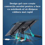 Laptop, Telefoane si Tablete - Laptopuri si accesorii - Accesorii Laptop - Standuri/Coolere notebook - Suport RGB pliabil laptop/tableta 11"-15", hub adaptor 3xUSB, 2xType-C, aluminiu, inaltime reglabila, anti-alunecare - Infinity.ro