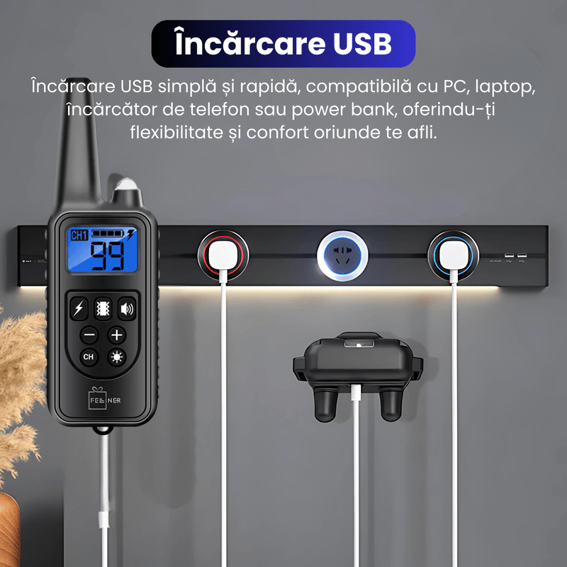 Petshop - Accesorii petshop - Zgarzi, lese si hamuri - Zgarzi - Zgarda electrica pentru 2 caini, raza 800 m, 3 moduri de antrenament, rezistenta la apa IP67, negru - Infinity.ro