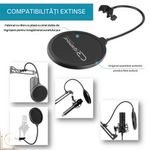 TV, Audio-Video si Foto - Audio Hi-Fi - Accesorii Audio Hi-Fi - Filtru protectie microfon Profesional, Filtrare Dubla, Flexibil 360°, Gat de metal Reglabil, Negru+Gri, Pop Filtru - Infinity.ro