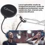 TV, Audio-Video si Foto - Audio Hi-Fi - Accesorii Audio Hi-Fi - Filtru protectie microfon Profesional, Filtrare Dubla, Flexibil 360°, Gat de metal Reglabil, Negru+Gri, Pop Filtru - Infinity.ro