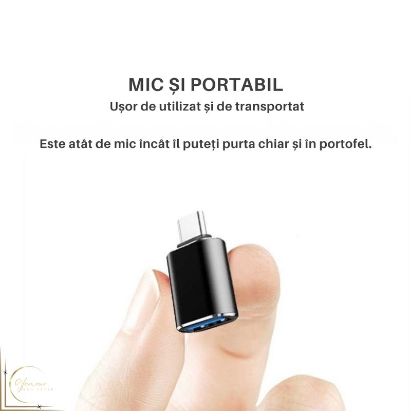 Laptop, Telefoane si Tablete - Telefoane mobile si accesorii - Accesorii Telefoane - Cabluri si adaptoare telefoane - Adaptor Type-C USB 3.0 OTG, 5Gbps, Negru, Redare video - Infinity.ro
