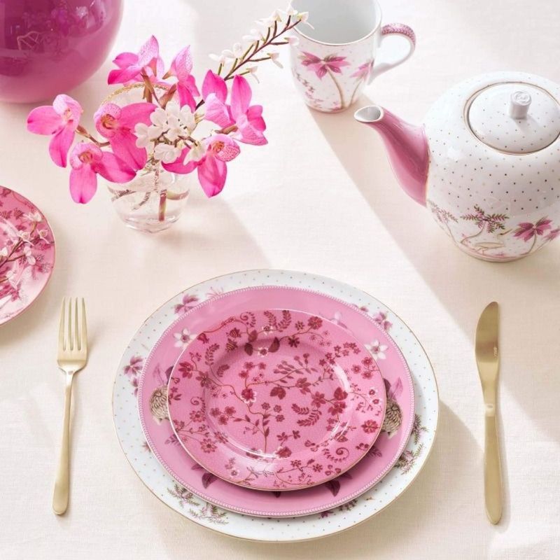 Casa si Gradina - Bucatarie si vesela - Vesela si tacamuri - Farfurii si boluri - Farfurie din portelan, Pip Studio, Flowers Pink, 17 cm, colectia Jolie - Infinity.ro