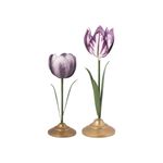 Casa si Gradina - Decoratiuni - Aromaterapie si lumanari - Suporturi lumanari - Set 2 suporturi, din metal, Pip Studio, lalele 21 si 26 cm, Lilac, colectia Others - Infinity.ro