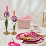 Casa si Gradina - Decoratiuni - Aromaterapie si lumanari - Suporturi lumanari - Set 2 suporturi, din metal, Pip Studio, lalele 21 si 26 cm, Lilac, colectia Others - Infinity.ro