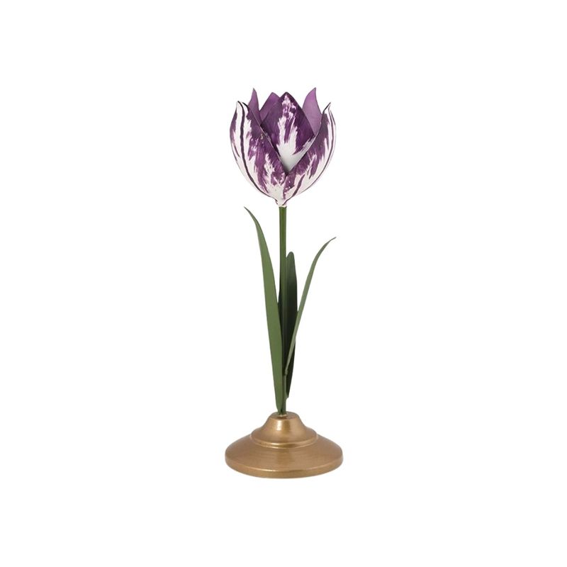 Casa si Gradina - Decoratiuni - Aromaterapie si lumanari - Suporturi lumanari - Set 2 suporturi, din metal, Pip Studio, lalele 21 si 26 cm, Lilac, colectia Others - Infinity.ro