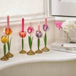 Casa si Gradina - Decoratiuni - Aromaterapie si lumanari - Suporturi lumanari - Set 2 suporturi, din metal, Pip Studio, lalele 21 si 26 cm, Pink, colectia Others - Infinity.ro