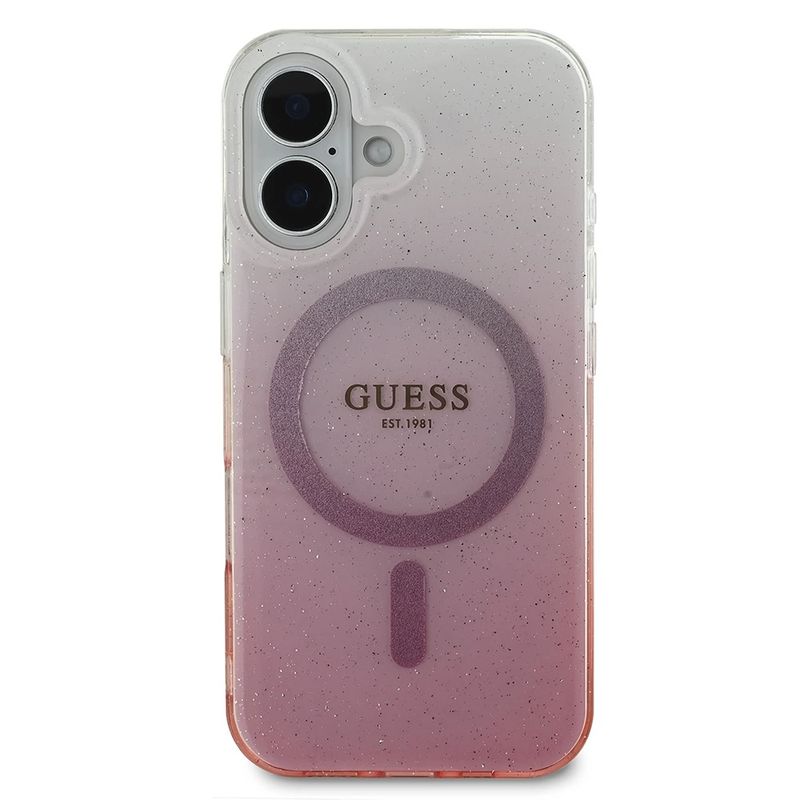 Laptop, Telefoane si Tablete - Telefoane mobile si accesorii - Accesorii Telefoane - Huse telefoane - Husa pentru iPhone 16 - Guess IML Glitter Gradient MagSafe (GUHMP16SHGRCELP) - Roz - Infinity.ro