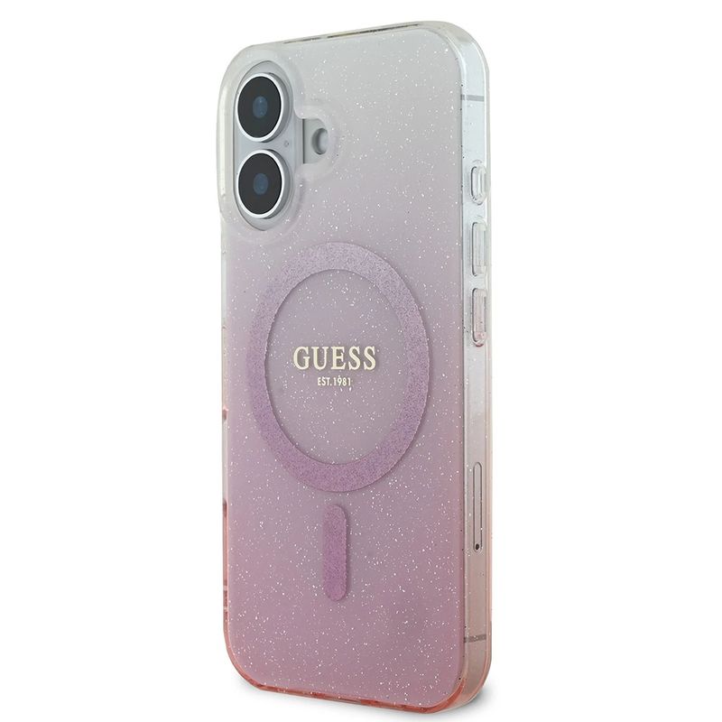 Laptop, Telefoane si Tablete - Telefoane mobile si accesorii - Accesorii Telefoane - Huse telefoane - Husa pentru iPhone 16 - Guess IML Glitter Gradient MagSafe (GUHMP16SHGRCELP) - Roz - Infinity.ro