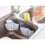 Market/Curatenie si intretinere casa/Produse bucatarie/Lavete si bureti - Suport Cospentru Burete de salat Vas Bucatarie, pentru Chiuveta, Curea Reglabila din slicon, Alb/Gri, CBD - Infinity.ro