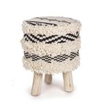 Casa si Gradina - Mobilier - Scaune si fotolii - Tabureti - Taburet tapiterie bumbac natur negru Yucatan 30x40 cm - Infinity.ro