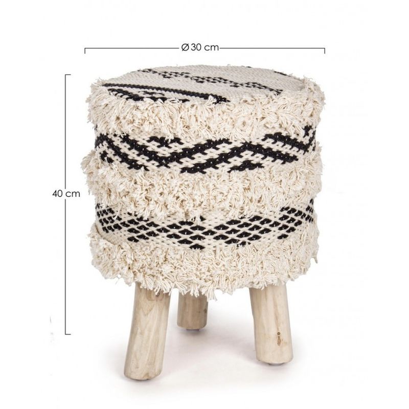 Casa si Gradina - Mobilier - Scaune si fotolii - Tabureti - Taburet tapiterie bumbac natur negru Yucatan 30x40 cm - Infinity.ro