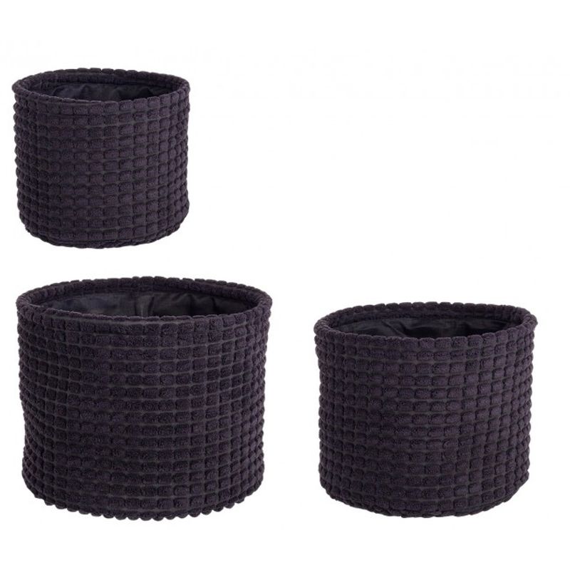 Casa si Gradina - Mobilier - Organizare si depozitare - Cutii depozitare - Set 3 cosuri depozitare textil negru 16x13 cm, 19x16 cm, 22x18 cm - Infinity.ro