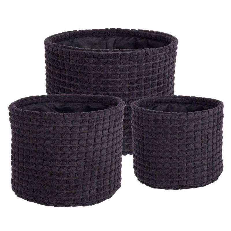 Casa si Gradina - Mobilier - Organizare si depozitare - Cutii depozitare - Set 3 cosuri depozitare textil negru 16x13 cm, 19x16 cm, 22x18 cm - Infinity.ro