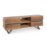 Casa si Gradina - Mobilier - Comode si corpuri - Comode - Comoda TV cu 2 polite 2 usi din lemn maro si picioare fier Aron 160 cm x 44 cm x 65 h - Infinity.ro