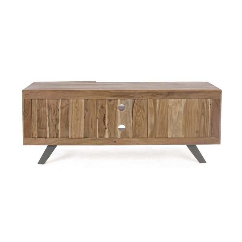 Casa si Gradina - Mobilier - Comode si corpuri - Comode - Comoda TV cu 2 polite 2 usi din lemn maro si picioare fier Aron 160 cm x 44 cm x 65 h - Infinity.ro