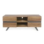 Casa si Gradina - Mobilier - Comode si corpuri - Comode - Comoda TV cu 2 polite 2 usi din lemn maro si picioare fier Aron 160 cm x 44 cm x 65 h - Infinity.ro