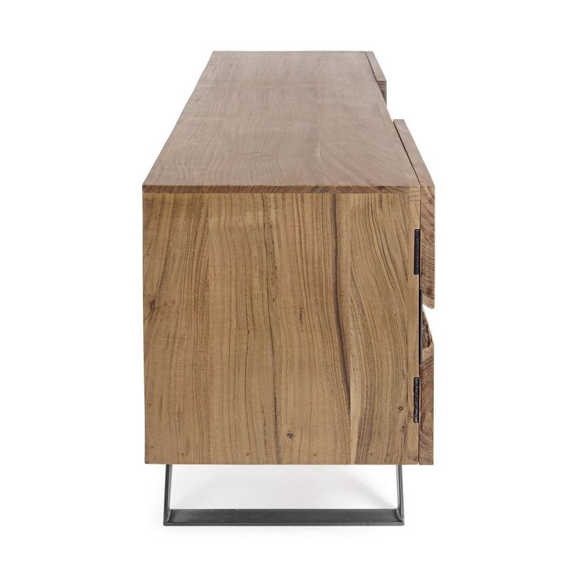 Casa si Gradina - Mobilier - Comode si corpuri - Comode - Comoda TV cu 2 polite 2 usi din lemn maro si picioare fier Aron 160 cm x 44 cm x 65 h - Infinity.ro