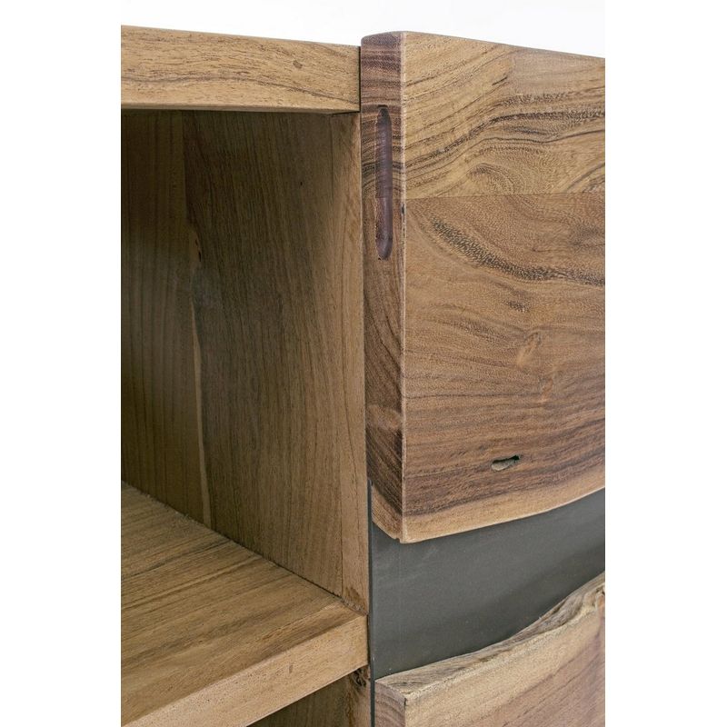 Casa si Gradina - Mobilier - Comode si corpuri - Comode - Comoda TV cu 2 polite 2 usi din lemn maro si picioare fier Aron 160 cm x 44 cm x 65 h - Infinity.ro