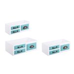 Casa si Gradina - Mobilier - Organizare si depozitare - Cutii depozitare - Set 3 cutii depozitare tip sertar din lemn alb verde Jacob 40 cm x 23 cm x 14 h - Infinity.ro
