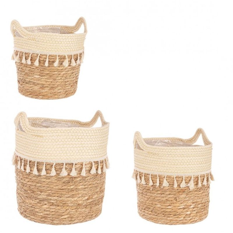 Casa si Gradina - Mobilier - Organizare si depozitare - Cutii depozitare - Set 3 cosuri iarba mare natur Bridget 24x25 cm, 30x31 cm, 32x35 cm - Infinity.ro