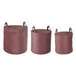 Casa si Gradina - Mobilier - Organizare si depozitare - Cutii depozitare - Set 3 cosuri depozitare din catifea roz  38 cm x 38 h - Infinity.ro