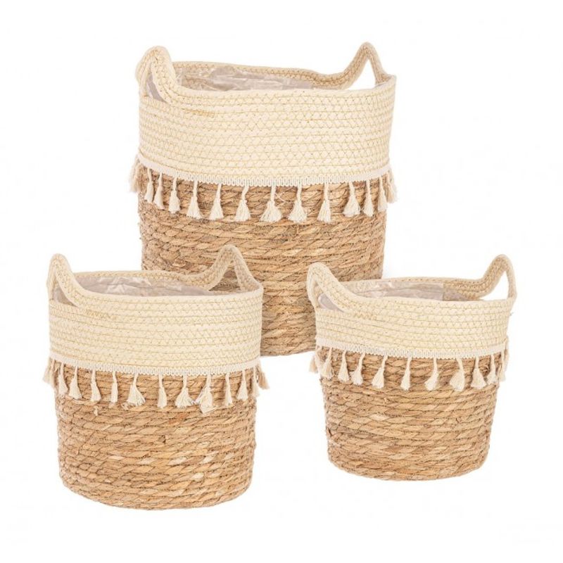 Casa si Gradina - Mobilier - Organizare si depozitare - Cutii depozitare - Set 3 cosuri iarba mare natur Bridget 24x25 cm, 30x31 cm, 32x35 cm - Infinity.ro