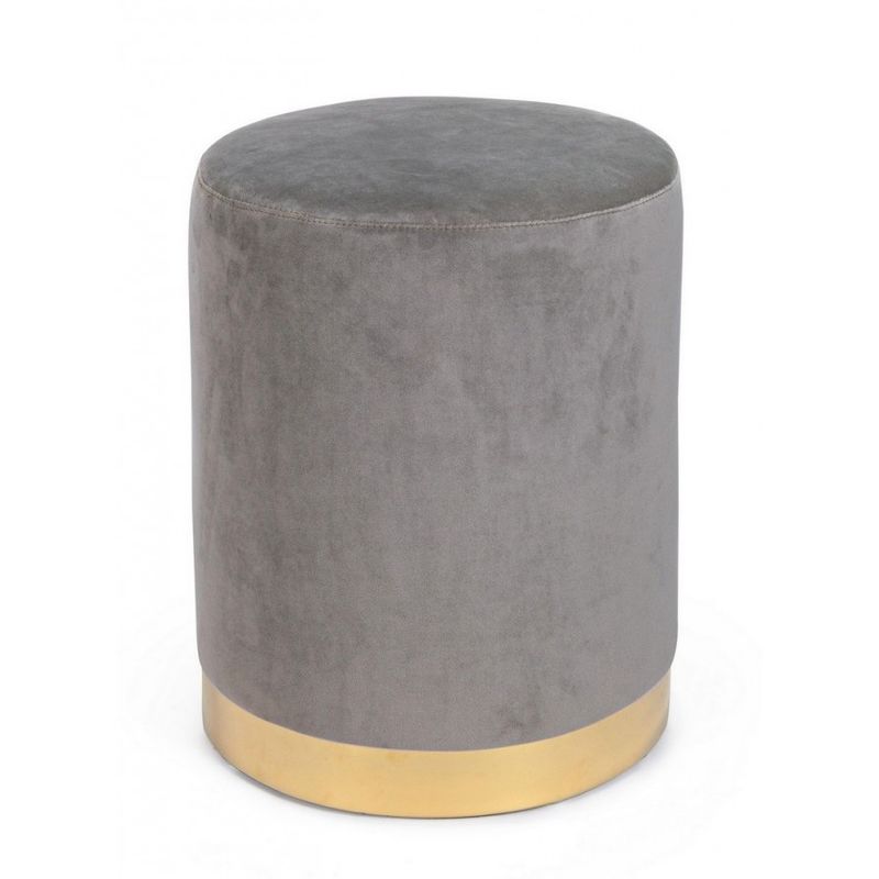 Casa si Gradina - Mobilier - Scaune si fotolii - Tabureti - Taburet catifea gri cu baza metal aurie Lucilla  35 cm x 40 h - Infinity.ro
