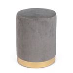 Casa si Gradina - Mobilier - Scaune si fotolii - Tabureti - Taburet catifea gri cu baza metal aurie Lucilla  35 cm x 40 h - Infinity.ro