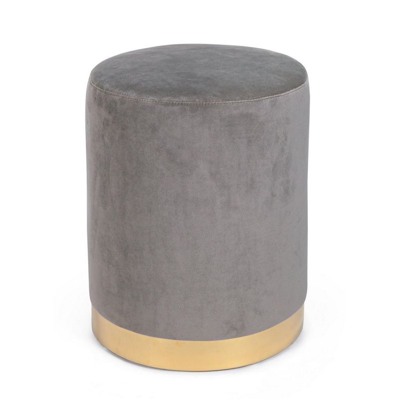 Casa si Gradina - Mobilier - Scaune si fotolii - Tabureti - Taburet catifea gri cu baza metal aurie Lucilla  35 cm x 40 h - Infinity.ro