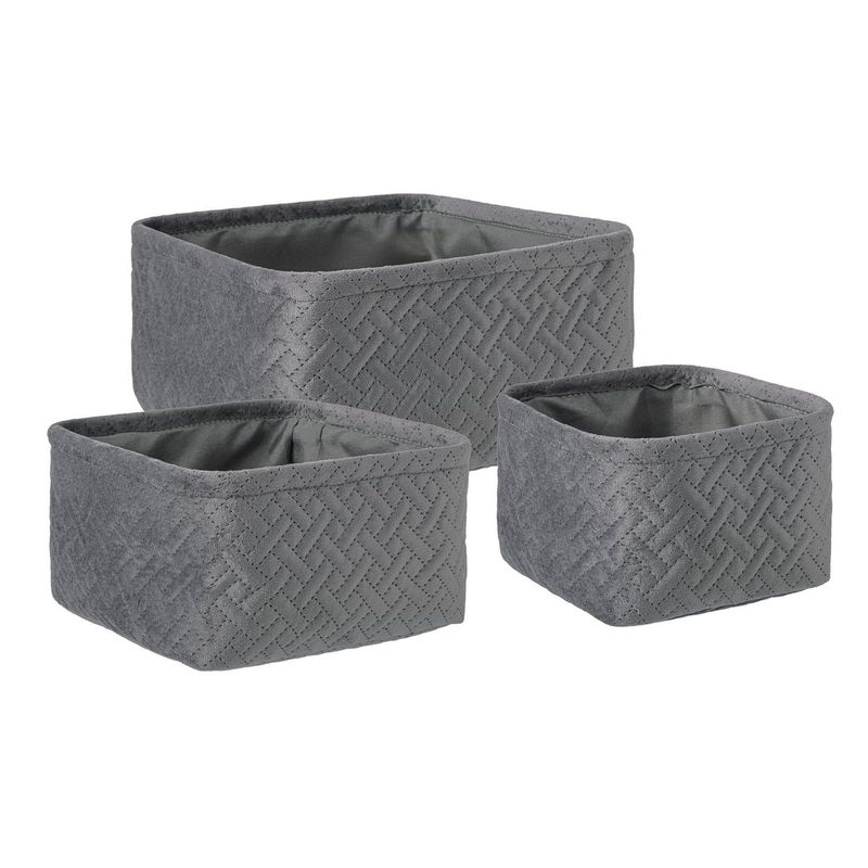 Casa si Gradina - Mobilier - Organizare si depozitare - Cutii depozitare - Set 3 cosuri depozitare textil gri Averill 16x16x10 cm, 20x20x11 cm, 25x25x12 cm - Infinity.ro
