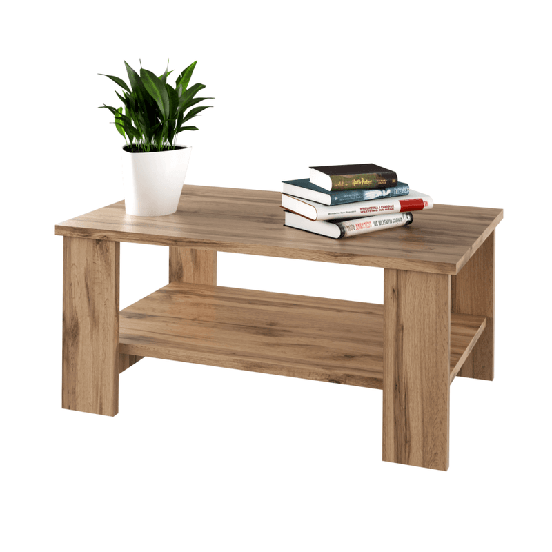 Casa si Gradina - Mobilier - Mese si birouri - Masute de cafea - Masuta de cafea din mdf maro stejar wotan Bernardo 90x55x41 cm - Infinity.ro