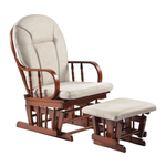 Casa si Gradina - Gradina si terasa - Mobilier exterior - Canapele si fotolii gradina - Fotoliu balansoar cu suport pentru picioare lemn natur textil bej Talman 56x78x99 cm, 50x40x34 cm - Infinity.ro