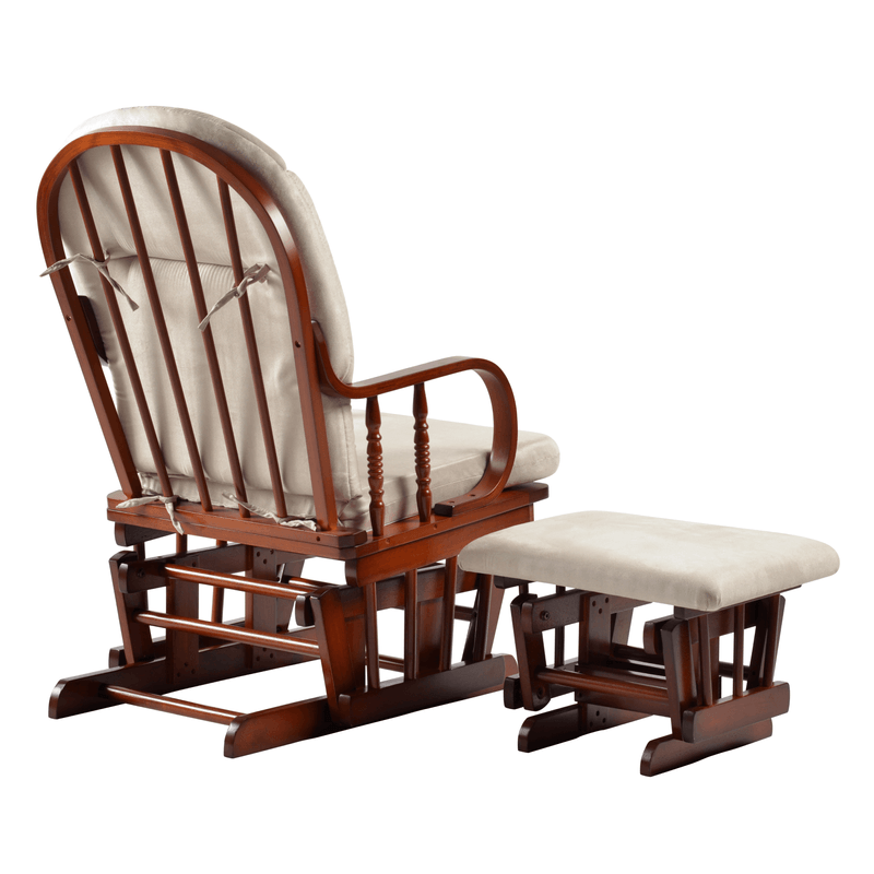 Casa si Gradina - Gradina si terasa - Mobilier exterior - Canapele si fotolii gradina - Fotoliu balansoar cu suport pentru picioare lemn natur textil bej Talman 56x78x99 cm, 50x40x34 cm - Infinity.ro