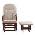 Casa si Gradina - Gradina si terasa - Mobilier exterior - Canapele si fotolii gradina - Fotoliu balansoar cu suport pentru picioare lemn natur textil bej Talman 56x78x99 cm, 50x40x34 cm - Infinity.ro