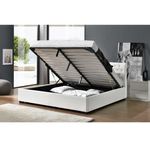 Casa si Gradina - Mobilier - Paturi si accesorii - Paturi - Pat tapiterie piele ecologica alba Dorlen 180x200 cm - Infinity.ro