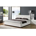 Casa si Gradina - Mobilier - Paturi si accesorii - Paturi - Pat tapiterie piele ecologica alba Dorlen 180x200 cm - Infinity.ro