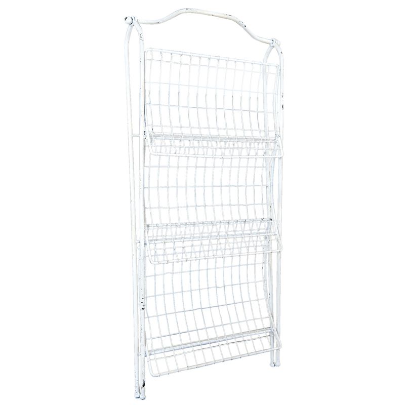 Casa si Gradina - Mobilier - Biblioteci si rafturi - Rafturi - Raft fier forjat alb vintage 3 polite 42x36x95 cm - Infinity.ro