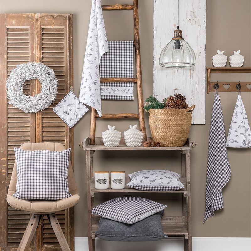 Casa si Gradina - Textile si covoare - Textile bucatarie - Fete de masa - Fata de masa bumbac alb gri Forest 50*160 cm - Infinity.ro