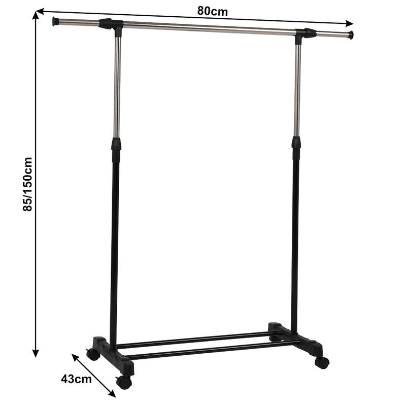 Casa si Gradina - Mobilier - Organizare si depozitare - Umerase si valeti - Suport haine inox plastic negru Hilar 80x43x85-150 cm - Infinity.ro