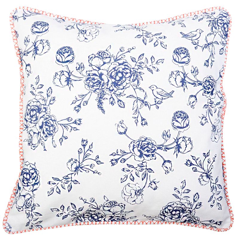 Casa si Gradina - Textile si covoare - Lenjerii de pat - Fete de perna - Fata de perna bumbac Blue Flowers 40 cm x 40 cm - Infinity.ro