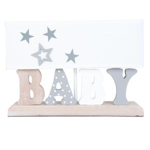 Veioza decorativa lemn textil Baby 35x12x24 cm E27