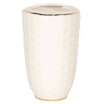 Casa si Gradina - Bucatarie si vesela - Cani si pahare - Pahare - Pahar pentru periute dinti ceramica alb auriu  7 cm x 12 cm - Infinity.ro