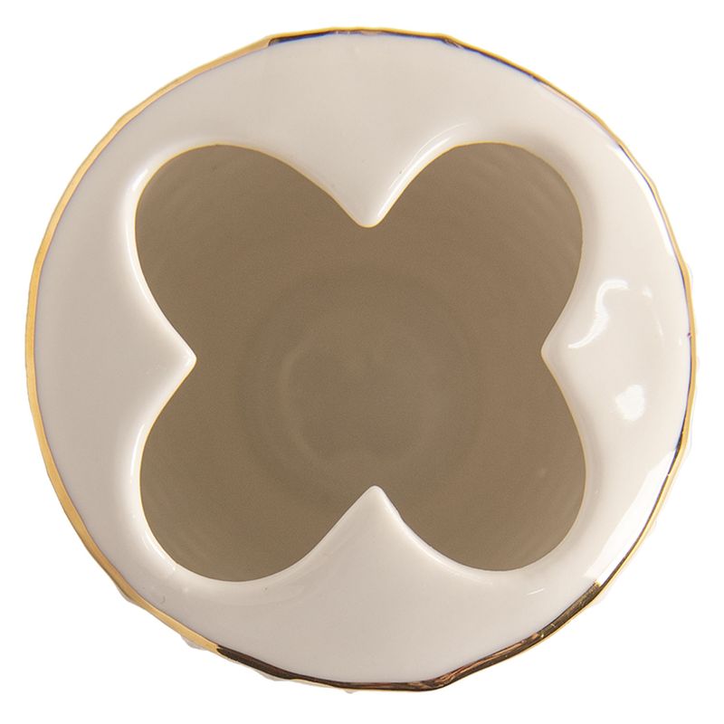 Casa si Gradina - Bucatarie si vesela - Cani si pahare - Pahare - Pahar pentru periute dinti ceramica alb auriu  7 cm x 12 cm - Infinity.ro